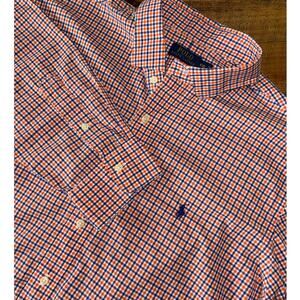 Polo Ralph Lauren Orange Blue Checkered Long Sleeve Button Down Pony XXL